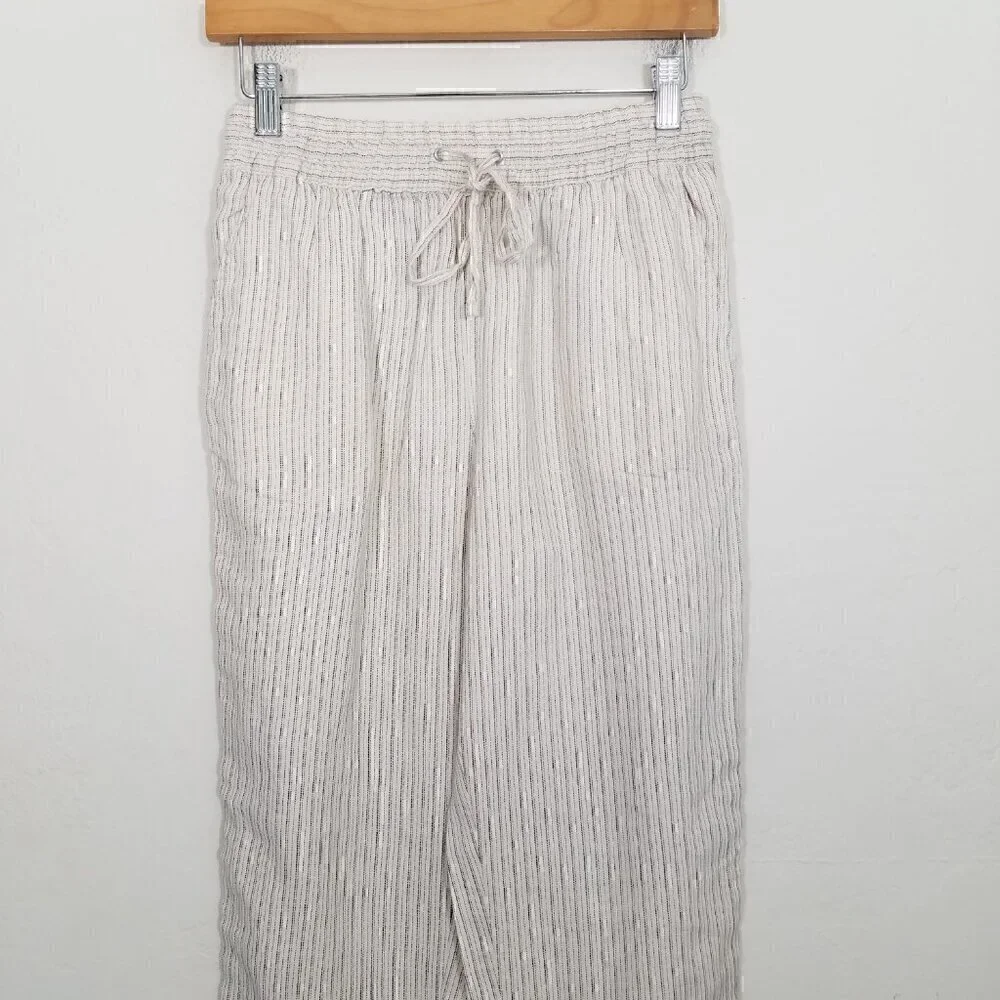 NWT H&M 100% Linen Pull-On Stripes Pants Size XS